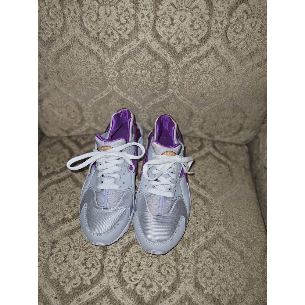 Nike Air Huarache Run GS Gray Purple White Unisex Kids Sneakers 7Y 654275-046
